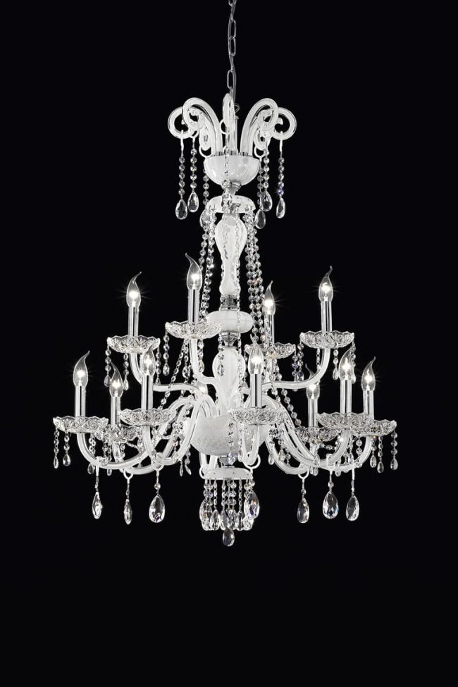 LAMPADARIO CON CRISTALLI ELEGANTE BIANCO