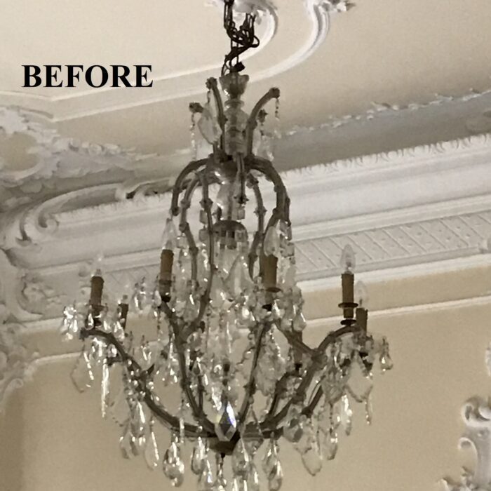 antique chandelier before restoration